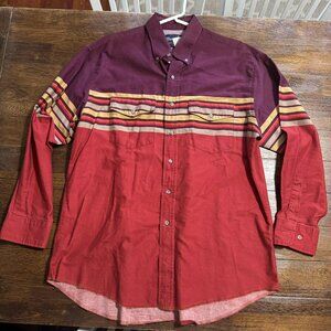 Vintage Wrangler Mens XL Western Aztec Pearl Snap Multicolored Shirt 17.5 x 35